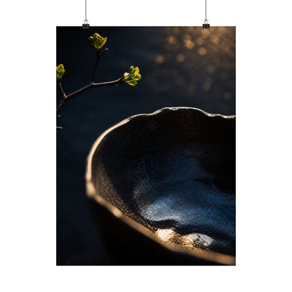 Ma Ceramic Bowl Wall Art Print - Dark Japandi Shadow Zen