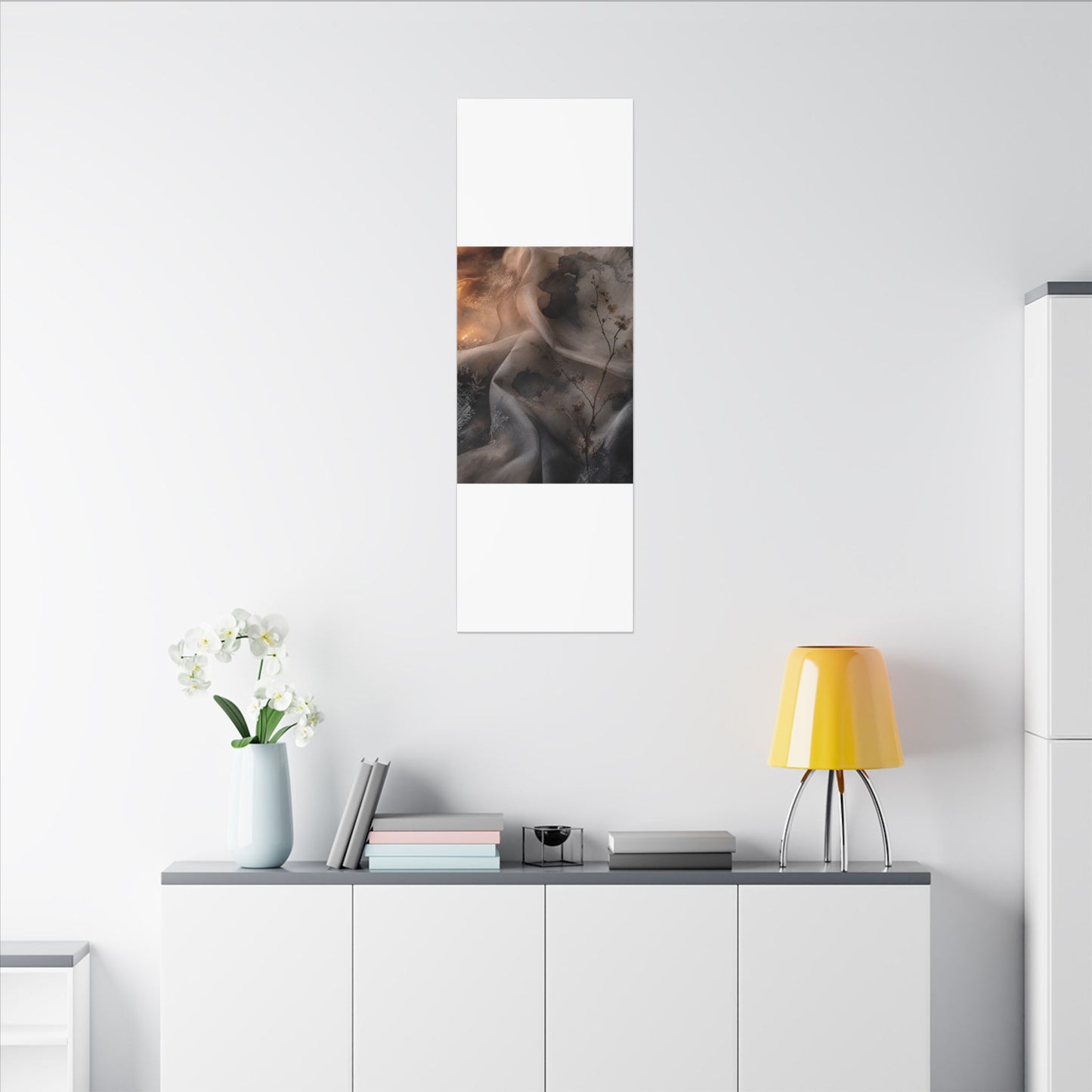 Japandi Silk Drape in Candlelight | Watercolor Canvas Art