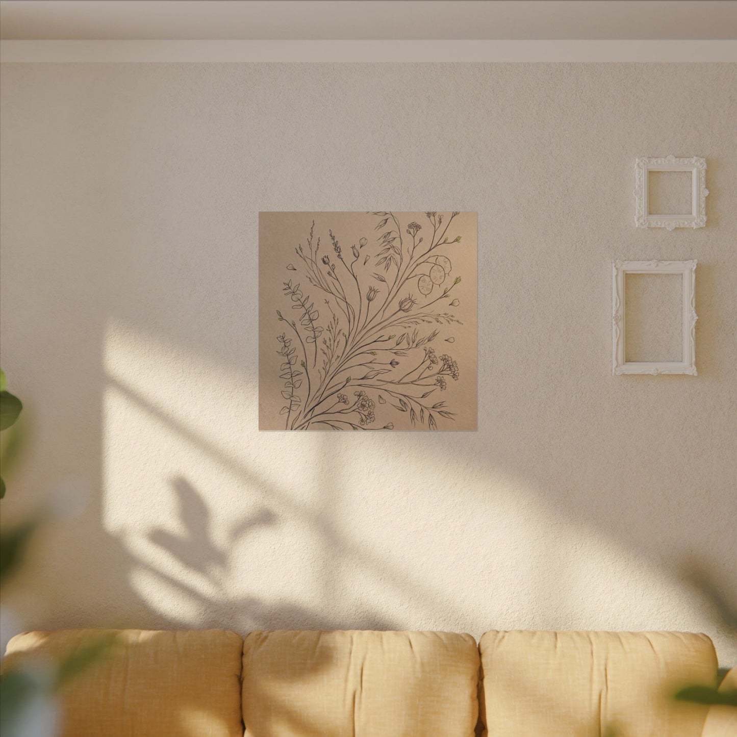 Dried Flowers Canvas Art | Spring Japandi Minimal Line Art