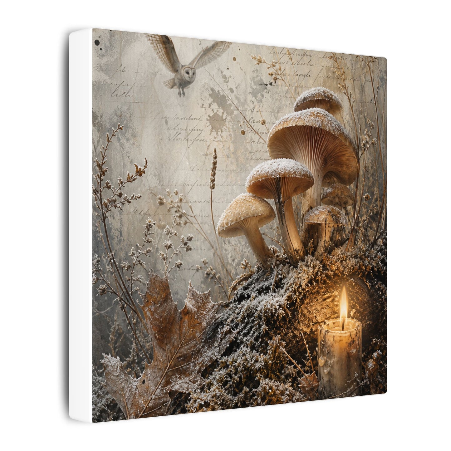 Wild Mushrooms Texture Canvas Art | Elegant Japandi Art