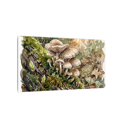 Wild Mushrooms Canvas Art | Spring Japandi Watercolor Art