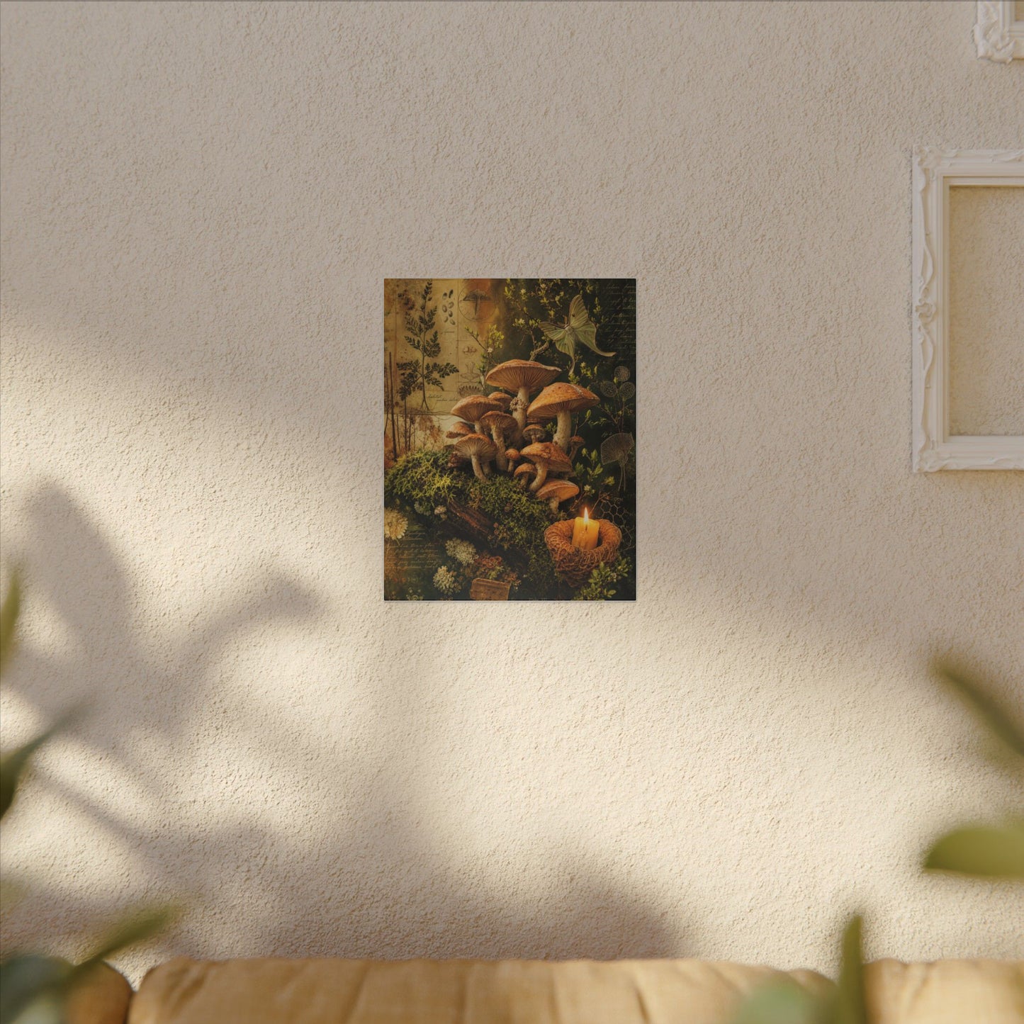 Spring Wild Mushrooms Herbarium Canvas Art | Earthy Decor