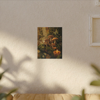 Spring Wild Mushrooms Herbarium Canvas Art | Earthy Decor
