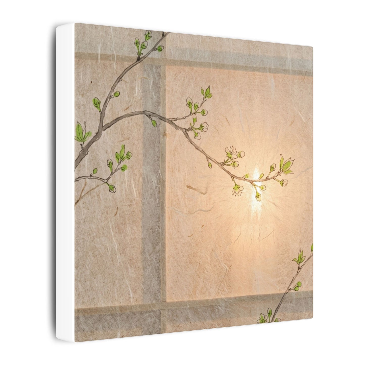 Shoji Screen Canvas Art | Spring Japandi Minimal Line Art