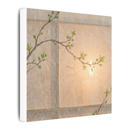Warm Shoji Screen Canvas Art - Minimal Line Japandi