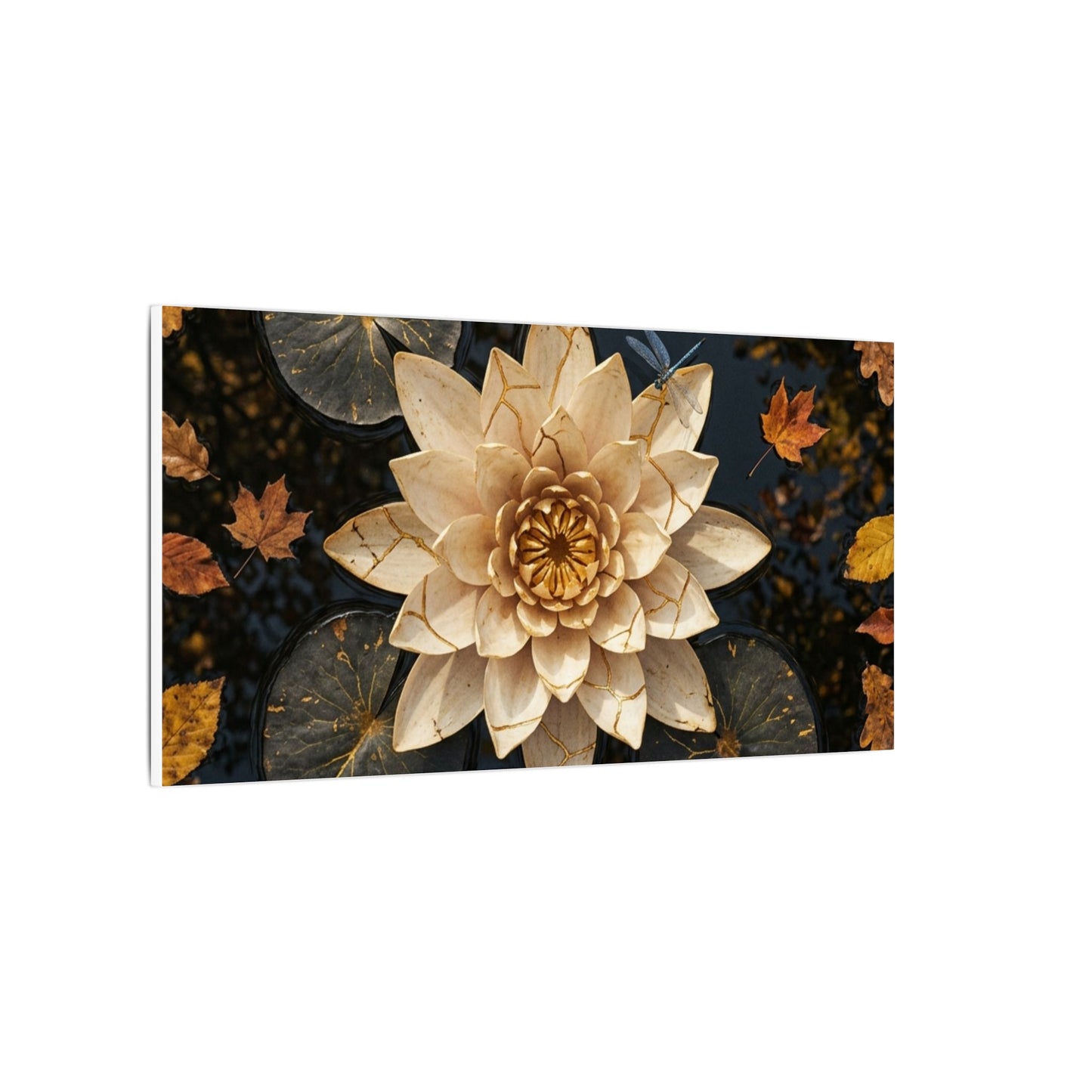 Healing Lotus Flower Canvas Art - Gold Repair Kintsugi