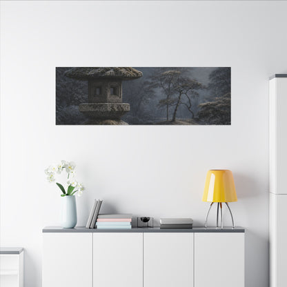 Stone Lantern Canvas Art | Winter Japandi Japanese Pattern Art