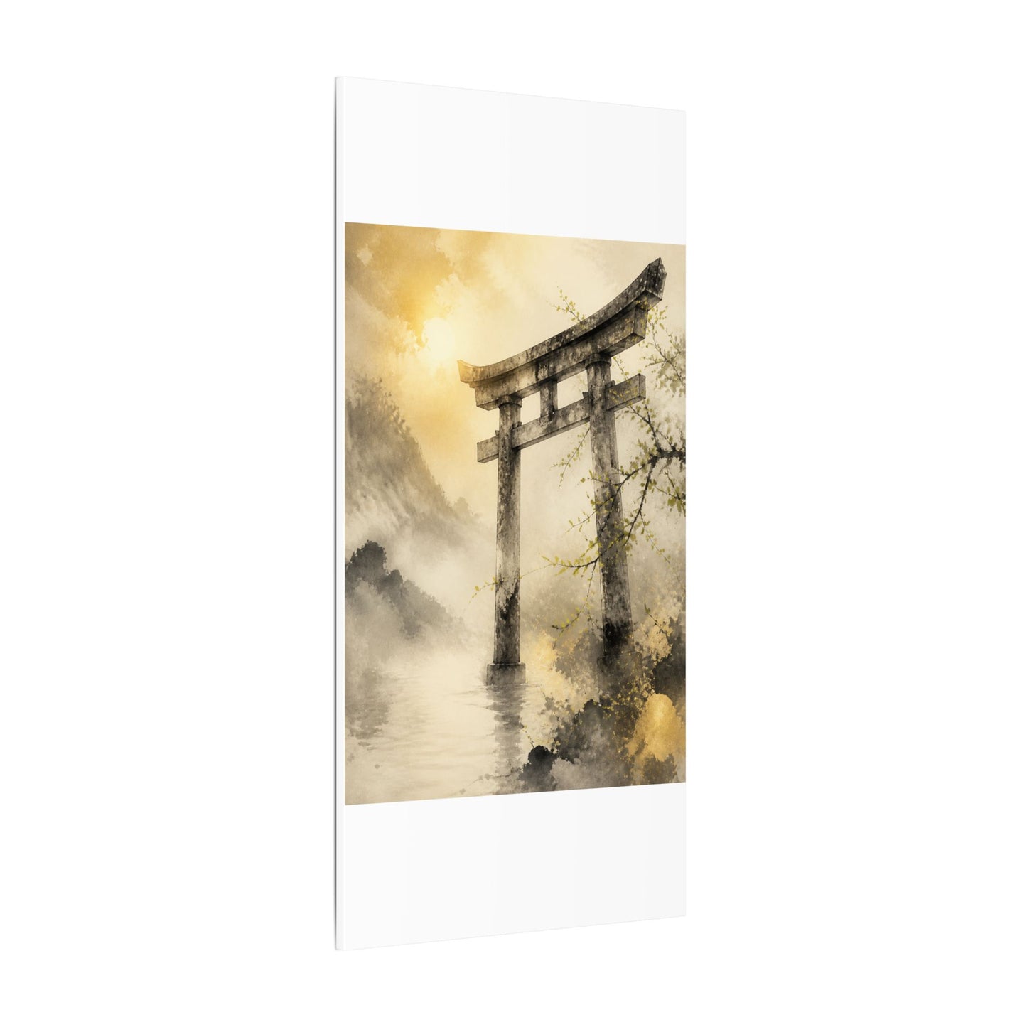 Spring Torii Gate Sumi E Canvas Art | Tranquil Decor