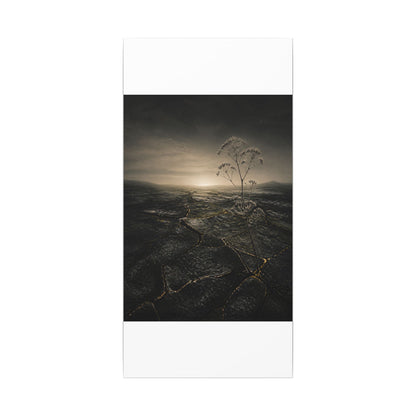 Dawn Cracked Earth Canvas Art - Dark Japandi Mono No Aware
