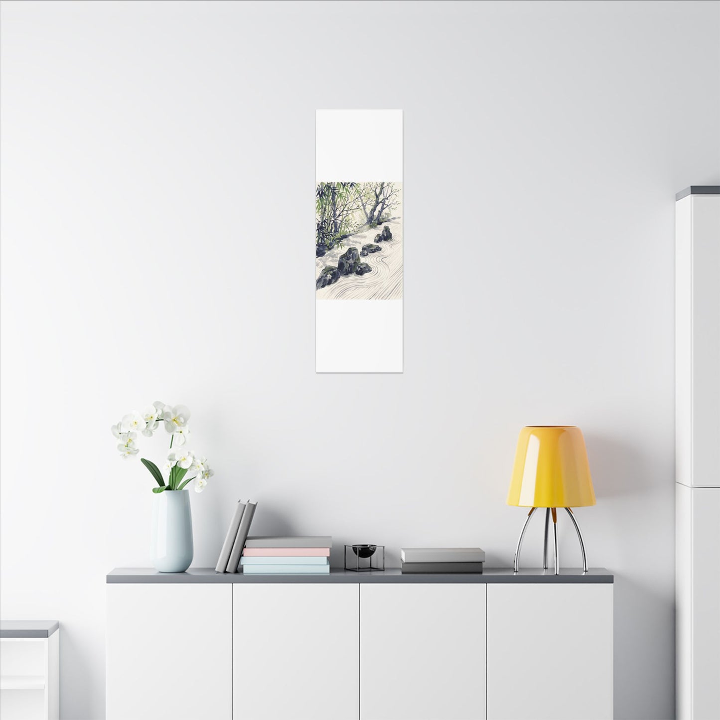 Dappled Rock Garden Canvas Art - Zen Mono No Aware