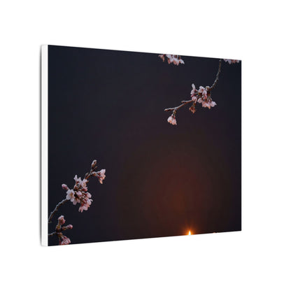 Dark Japandi Cherry Blossom in Candlelight | Moody Minimal Canvas Art