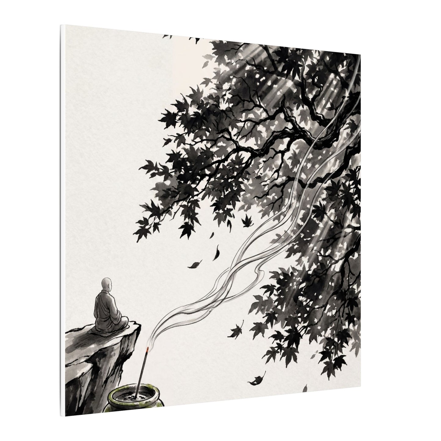 Serene Incense Smoke Canvas Art - Ukiyo E Inspired Zen