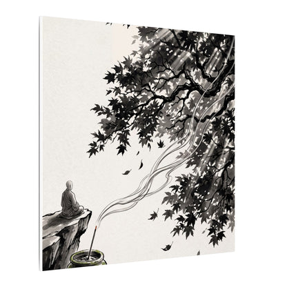 Serene Incense Smoke Canvas Art - Ukiyo E Inspired Zen