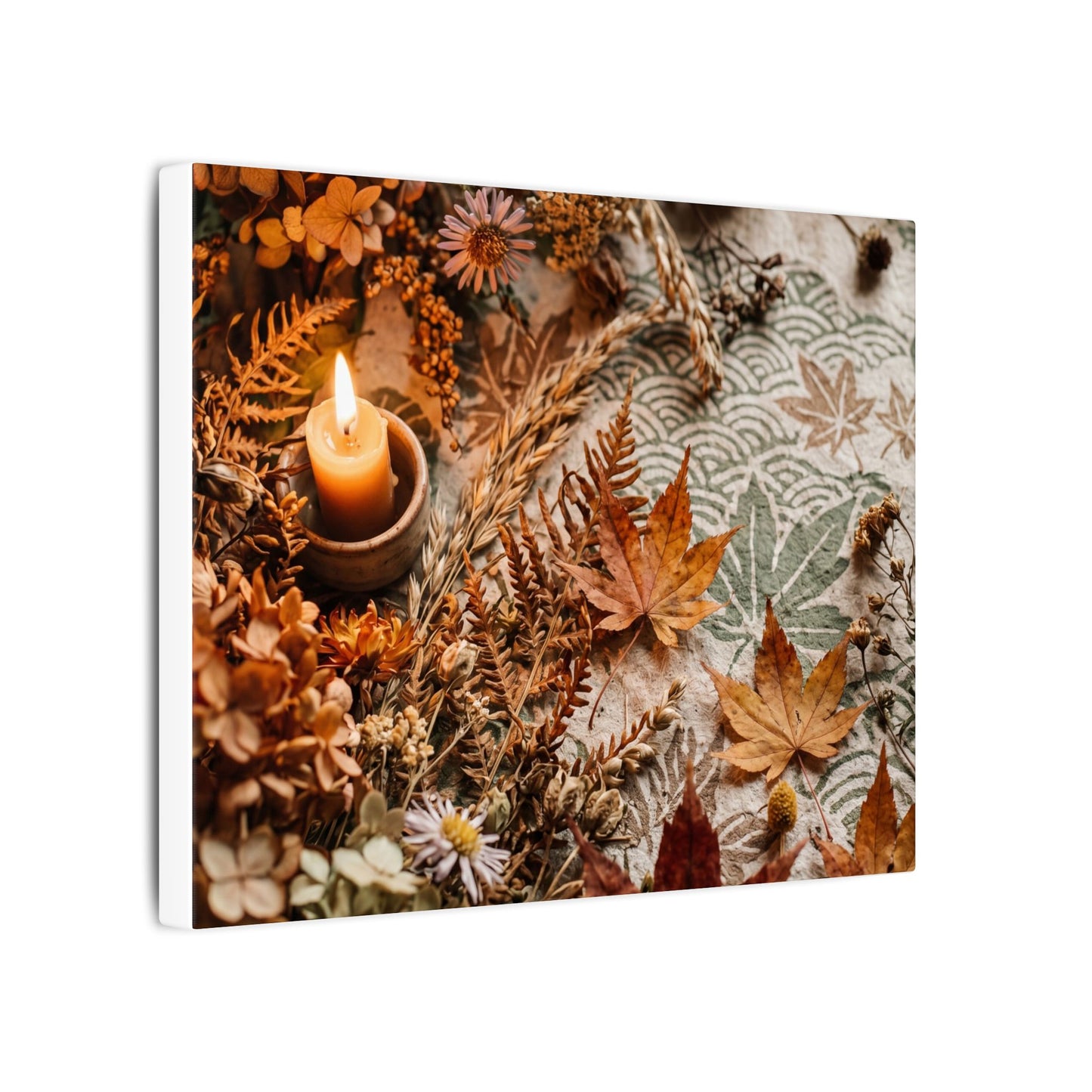 Candlelight Dried Flowers Canvas Art - Japandi Seijaku