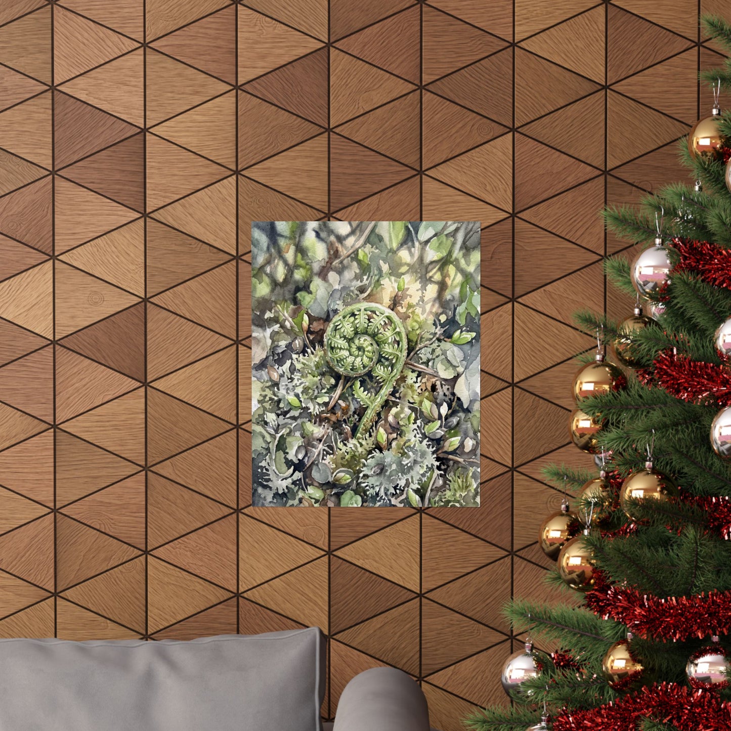 Dappled Fern Unfurling Wall Art Print - Japandi Shibui