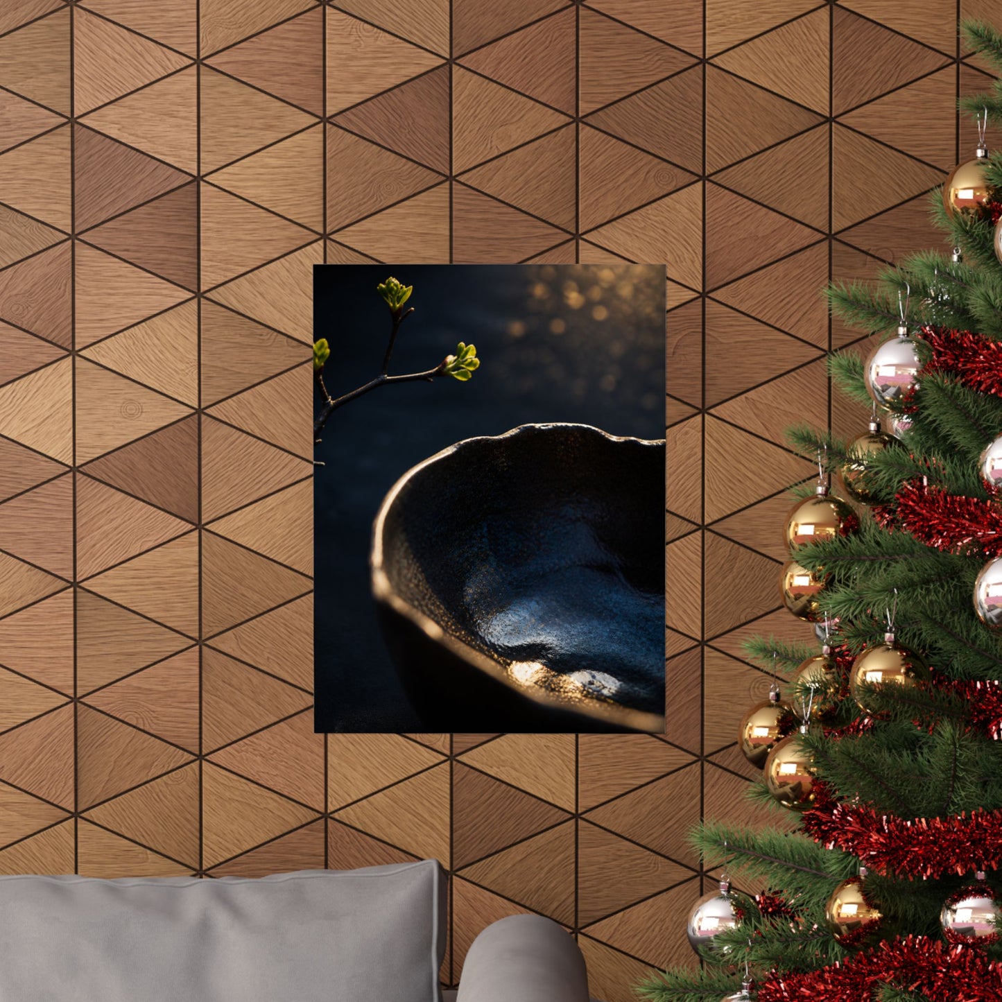 Ma Ceramic Bowl Wall Art Print - Dark Japandi Shadow Zen