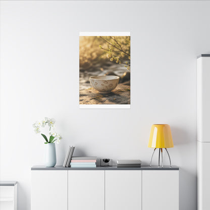 Neutral Ceramic Bowl Canvas Art - Japanese Pattern Japandi