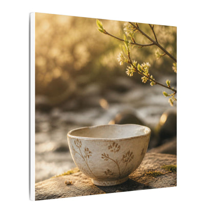 Neutral Ceramic Bowl Canvas Art - Japanese Pattern Japandi