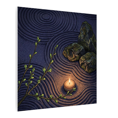 Mono No Aware Rock Garden Canvas Art - Zen Ukiyo E Inspired