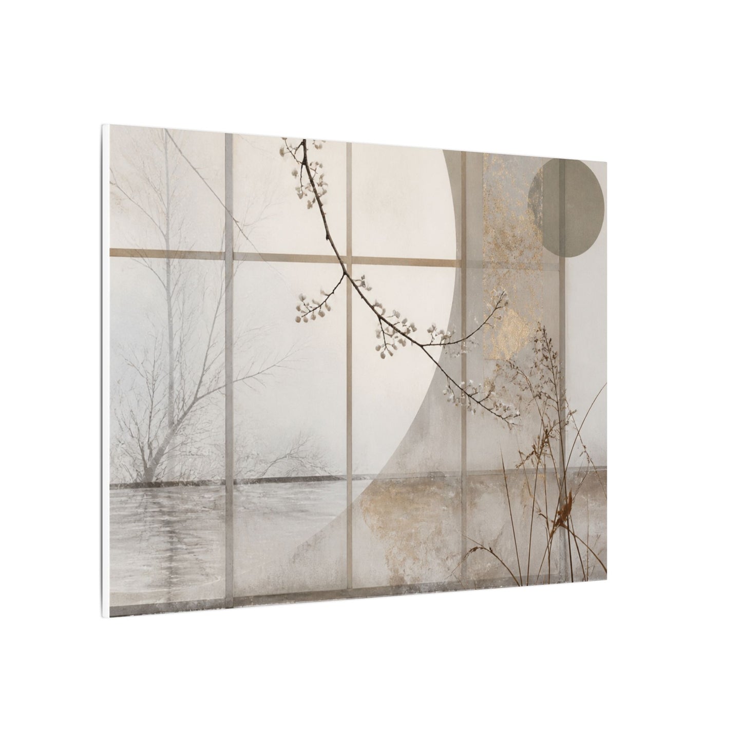 Winter Shoji Screen Japanese Pattern Canvas Art | Elegant Decor