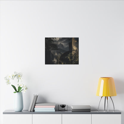 Mountain Mist Summer Canvas Art | Dark Japandi Atmospheric Design