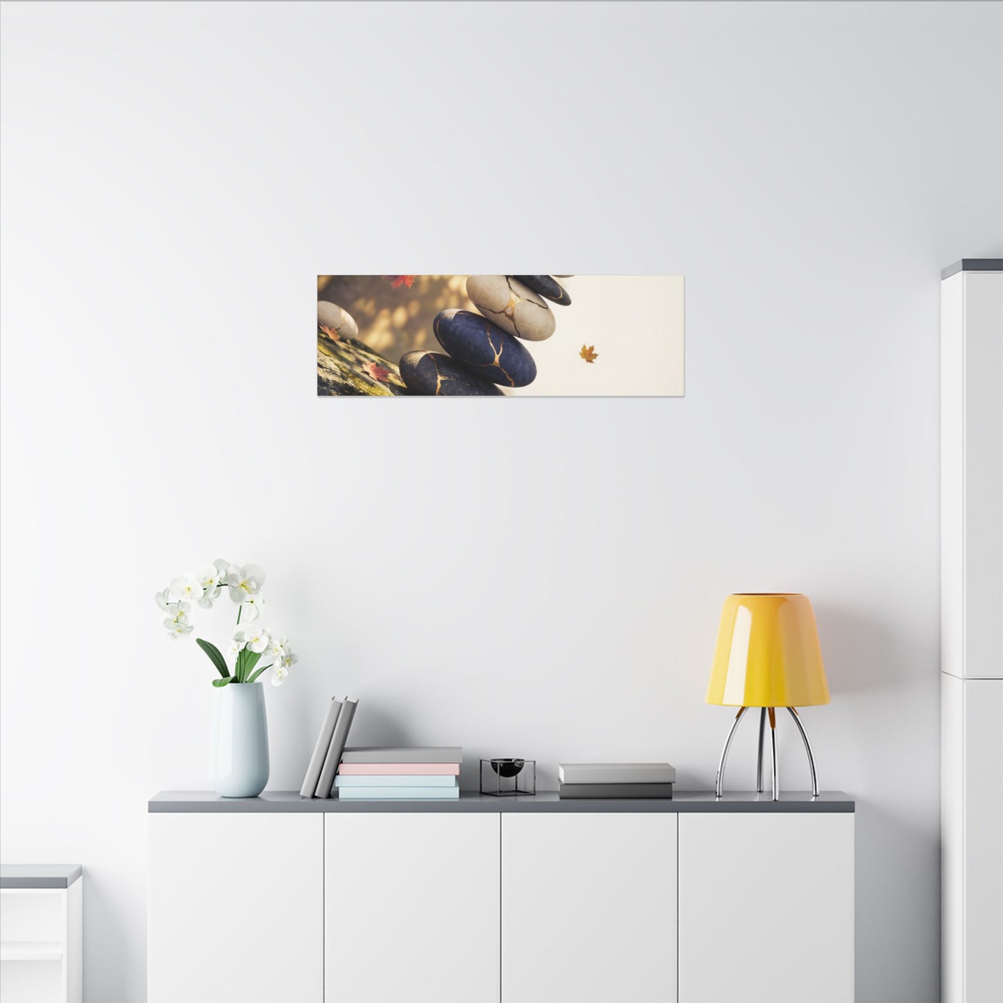 Ma River Stones Canvas Art - Kintsugi Gold Vein