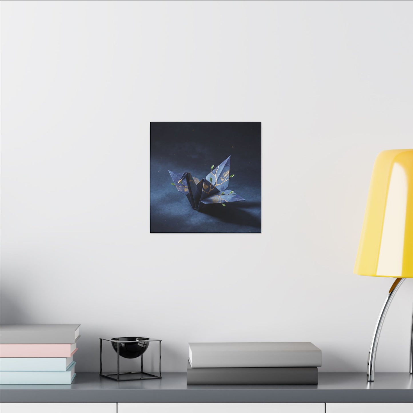 Kintsugi Paper Fold in Moonlight | Crackle Gold Canvas Art