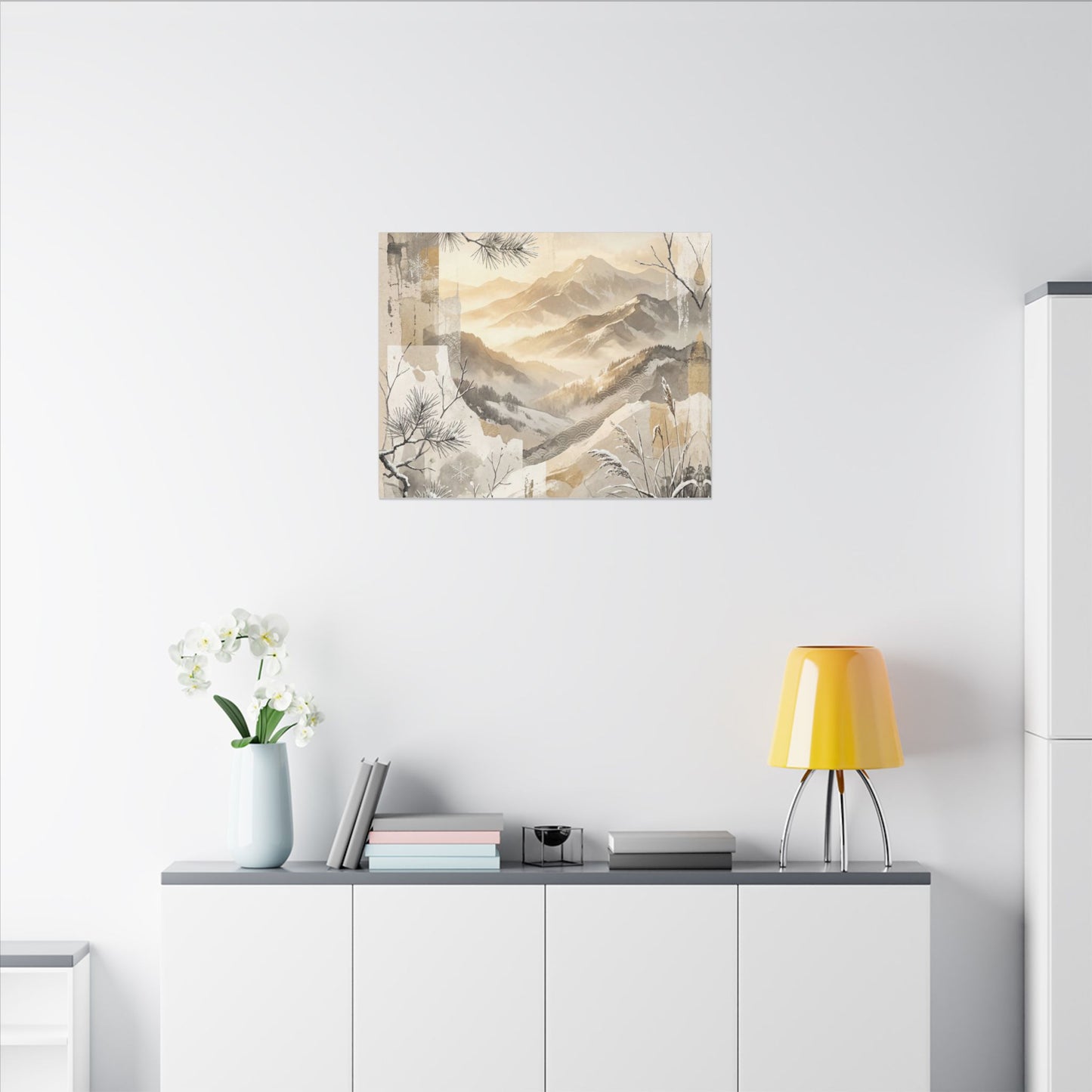 Shibui Mountain Mist Canvas Art - Japandi Japanese Pattern