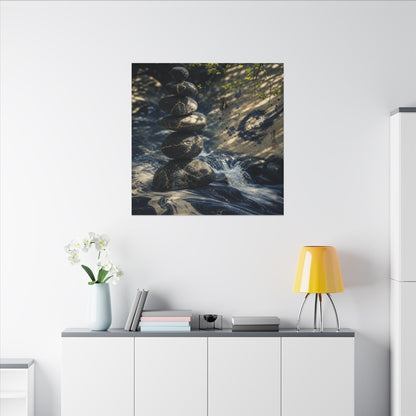Kintsugi River Stones in Dappled | Broken Beauty Canvas Art