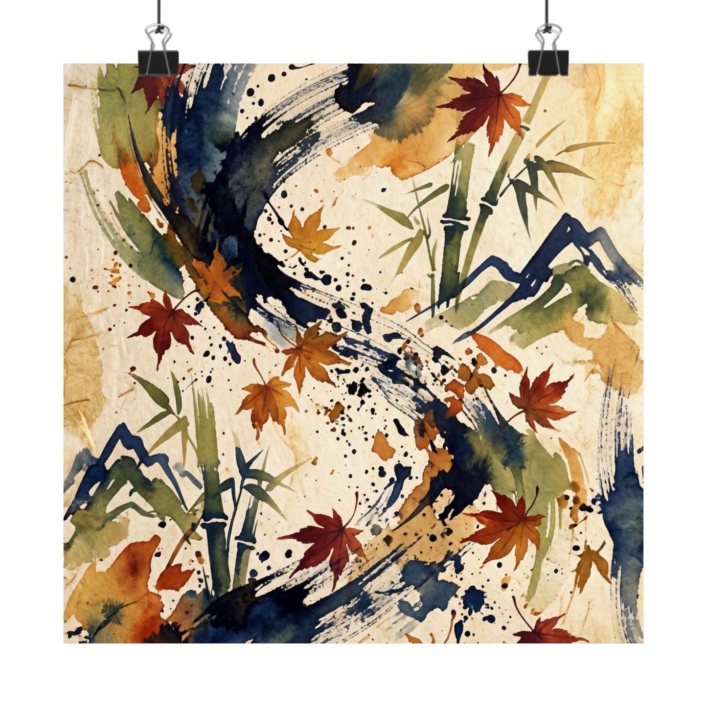 Golden Hour Ink Brushstroke Wall Art Print - Zen Shibui