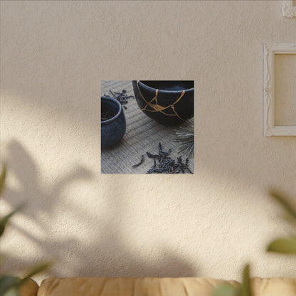 Kintsugi Tea Ceremony in Overcast | Gold Vein Canvas Art