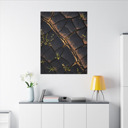 Kintsugi Cracked Earth in Golden Hour | Gold Vein Canvas Art