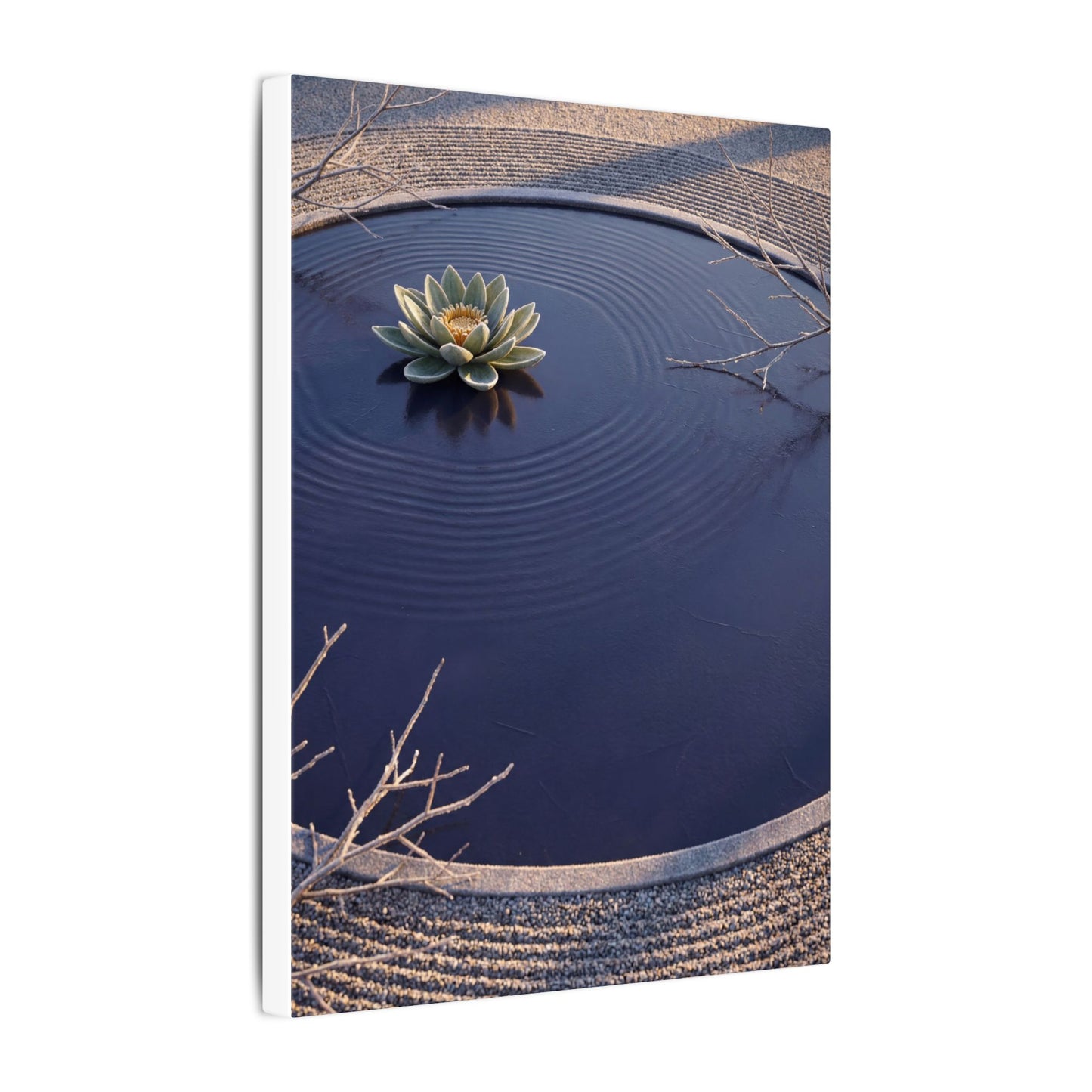Lotus Flower Canvas Art | Winter Zen Karesansui Art
