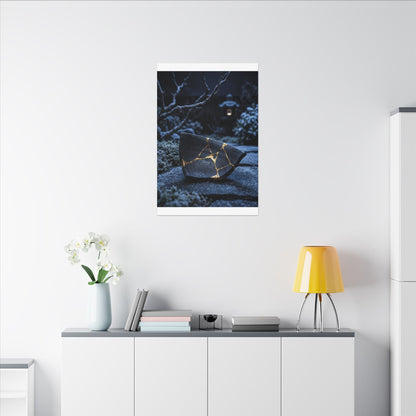 Moonlit Garden Winter Canvas Art | Kintsugi Artful Design