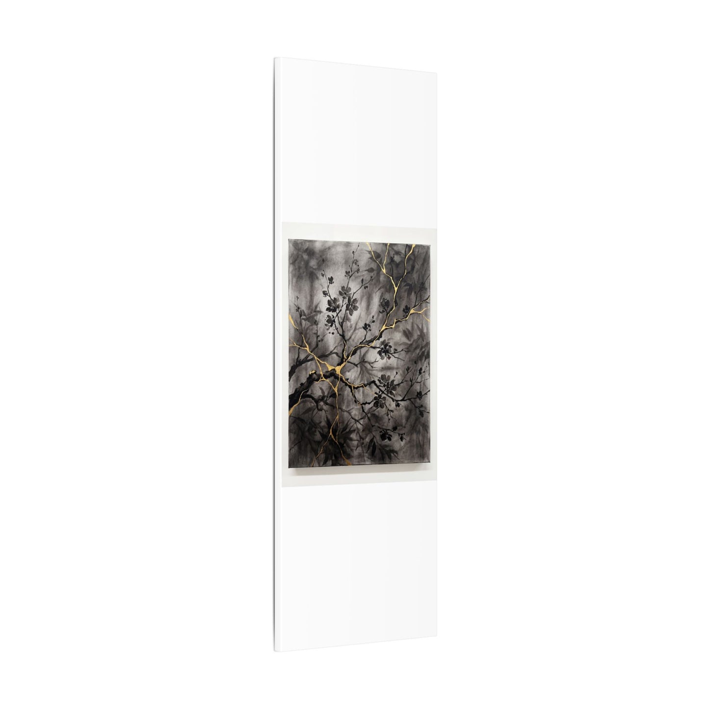 Kanso Cherry Blossom Canvas Art - Kintsugi Crackle Gold
