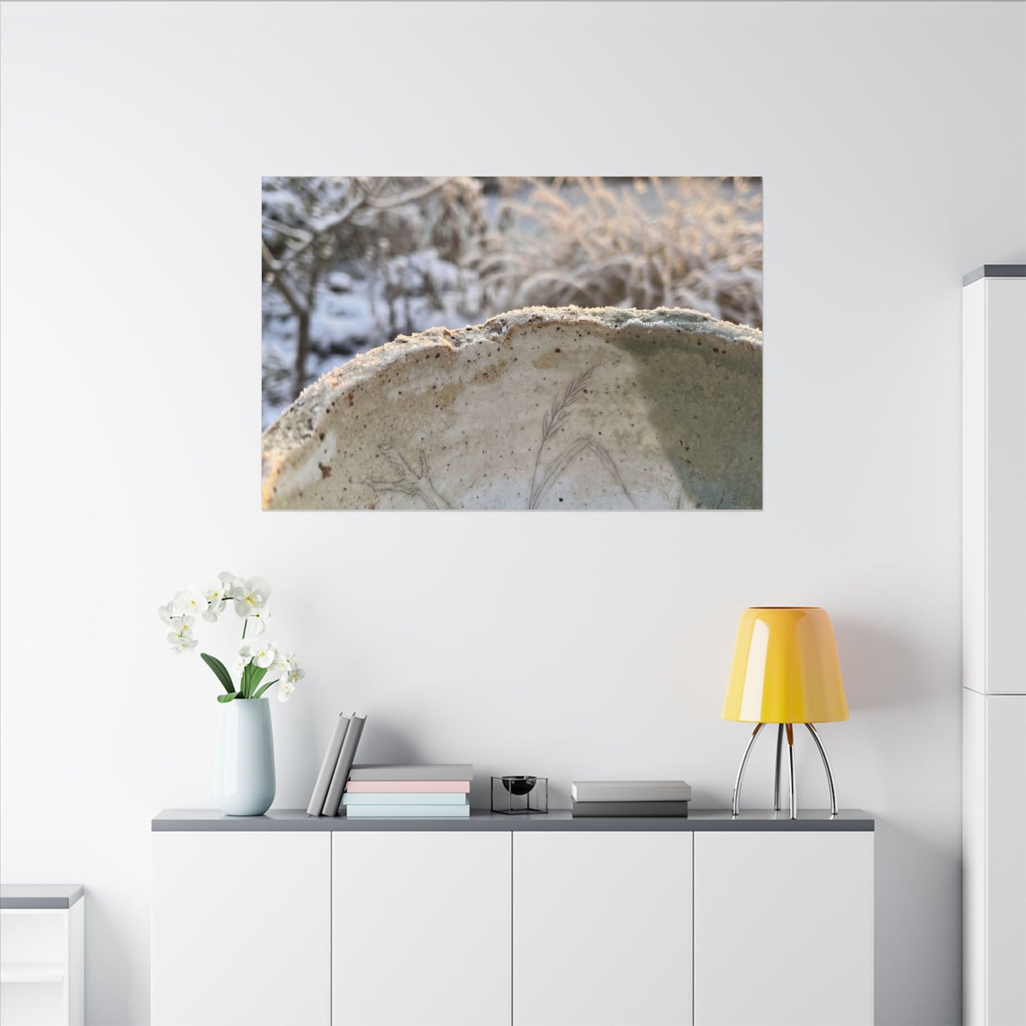 Ceramic Bowl Canvas Art | Winter Japandi Minimal Line Art