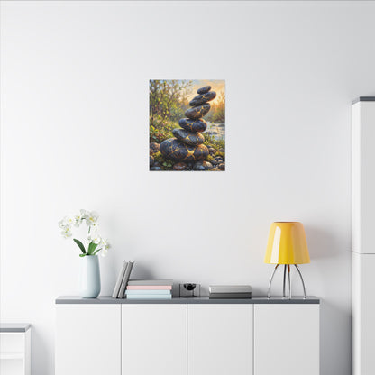 Spring River Stones Gold Repair Canvas Art | Healing Decor