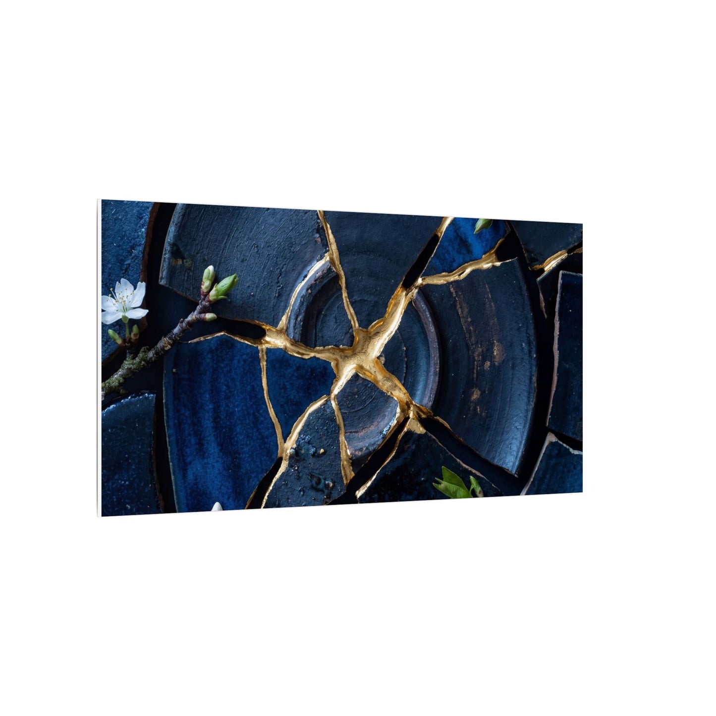 Moonlight Broken Pottery Canvas Art - Kintsugi Fukinsei