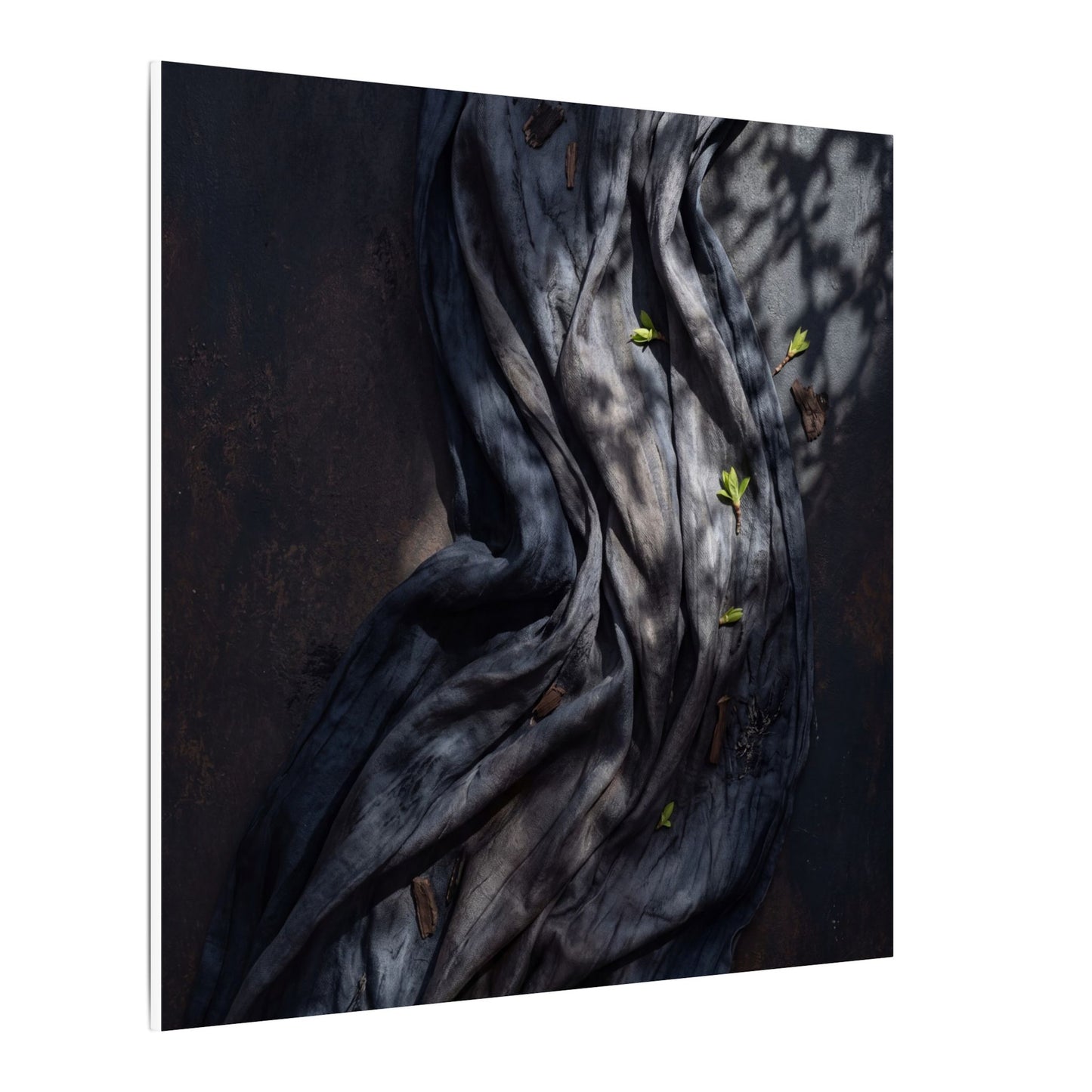 Seijaku Silk Drape Canvas Art - Dark Japandi Dark Texture