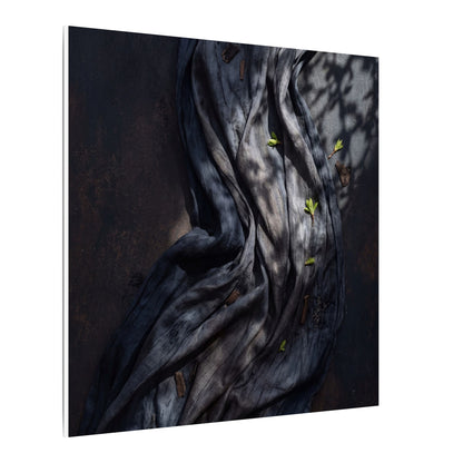 Seijaku Silk Drape Canvas Art - Dark Japandi Dark Texture
