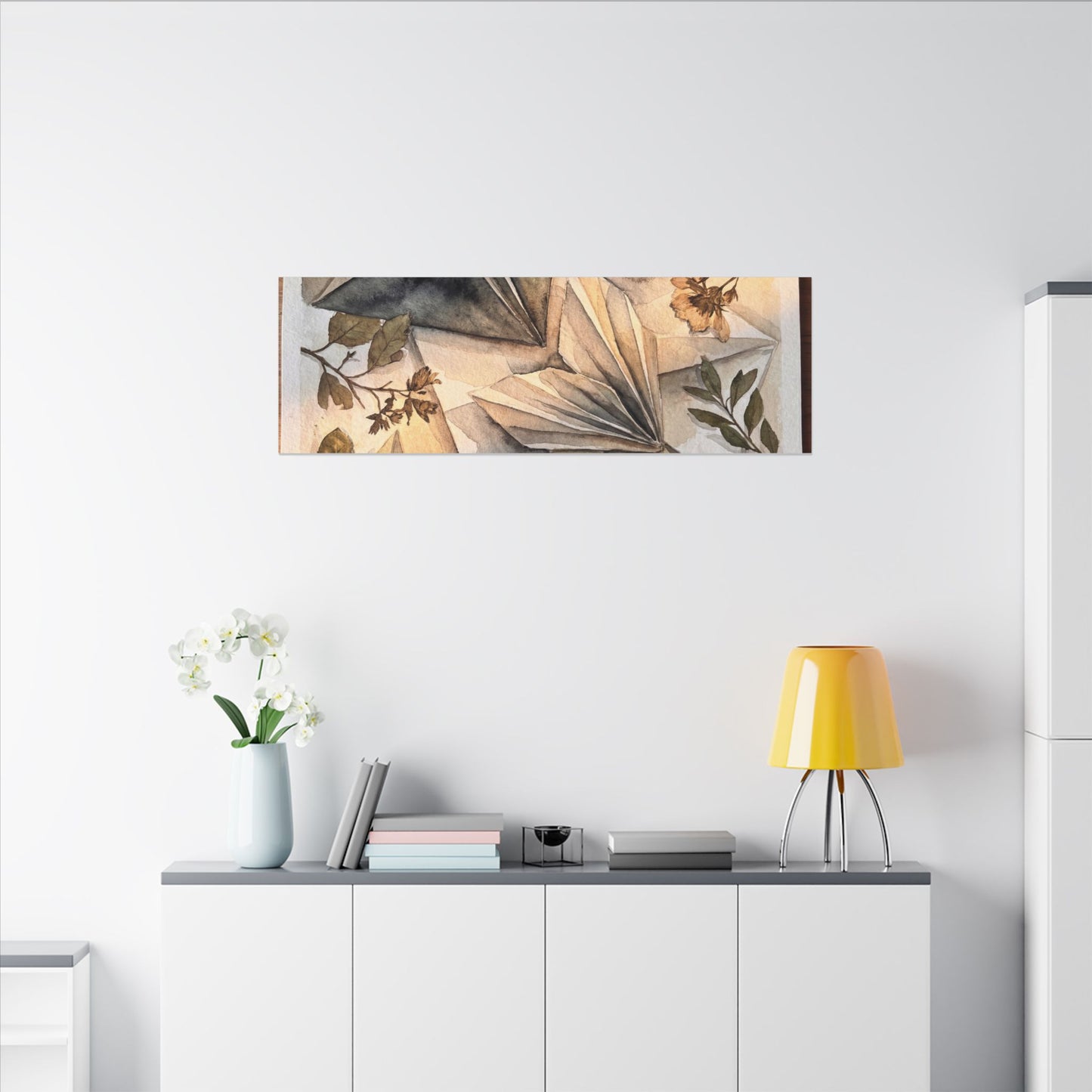 Golden Hour Paper Fold Canvas Art - Japandi Seijaku