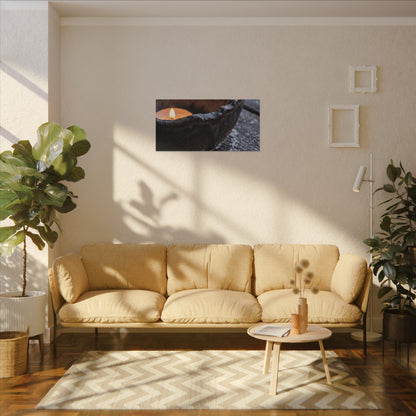 Atmospheric Ceramic Bowl Canvas Art - Moody Minimal Dark Japandi