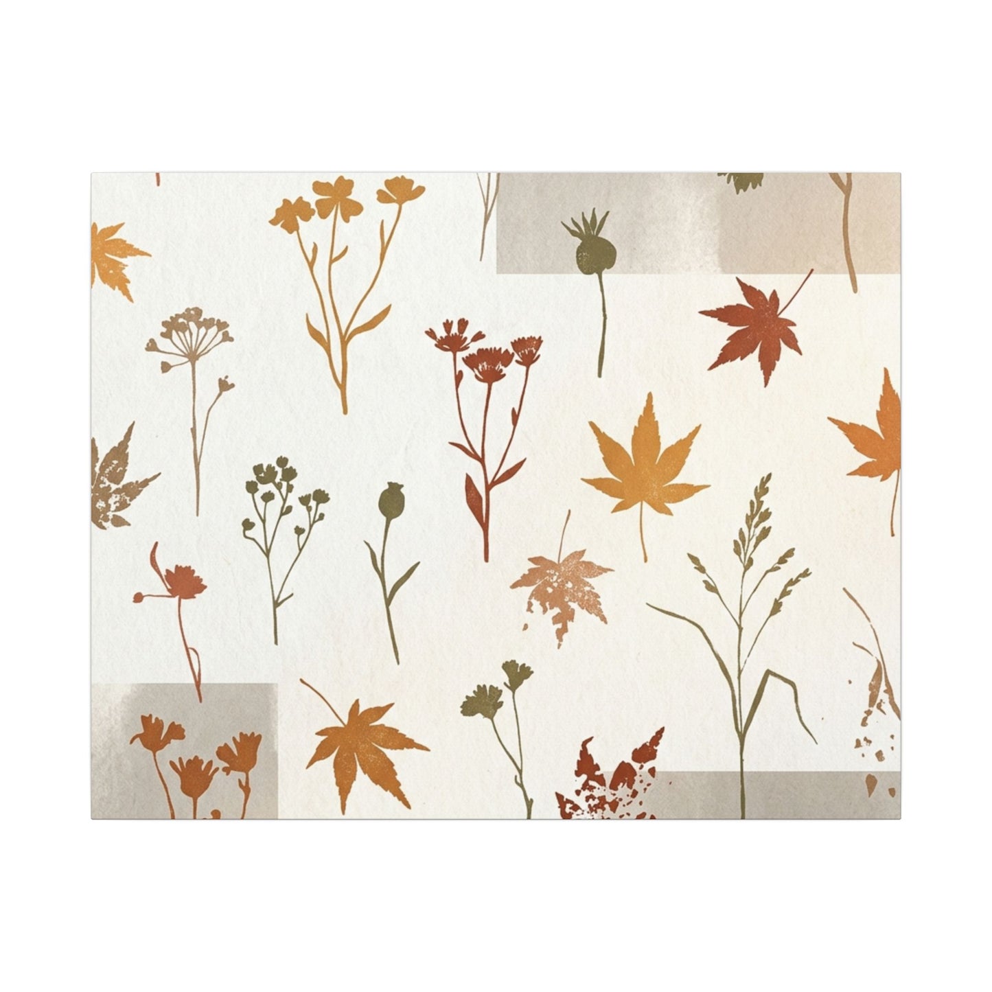 Autumn Dried Flowers Japanese Pattern Canvas Art | Elegant Decor