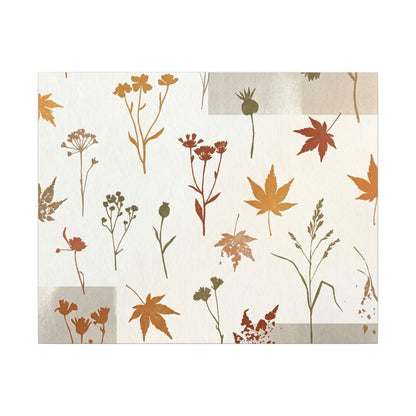 Autumn Dried Flowers Japanese Pattern Canvas Art | Elegant Decor