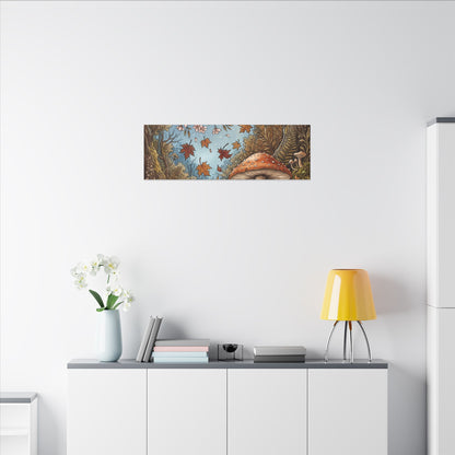 Autumn Cherry Blossom Mushroom Illustration Canvas Art | Enchanting Decor