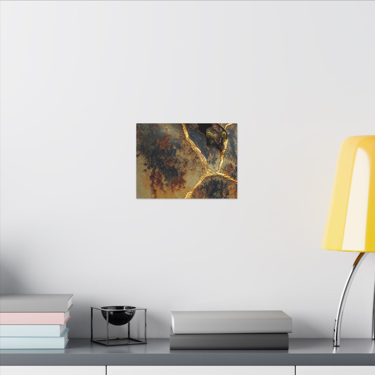 Datsuzoku Rust Patina Canvas Art - Kintsugi Crackle Gold