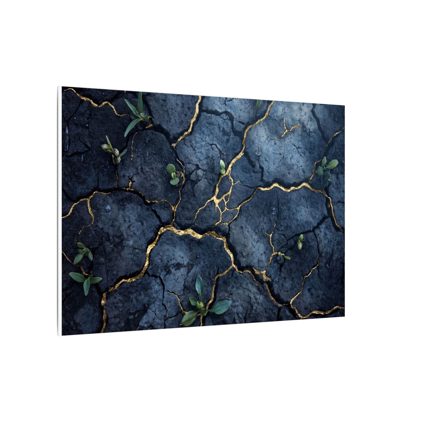 Cracked Earth Spring Canvas Art | Kintsugi Healing Design