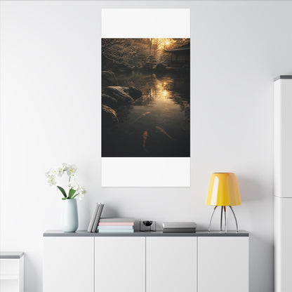 Winter Koi Pond Shadow Zen Canvas Art | Bold Decor