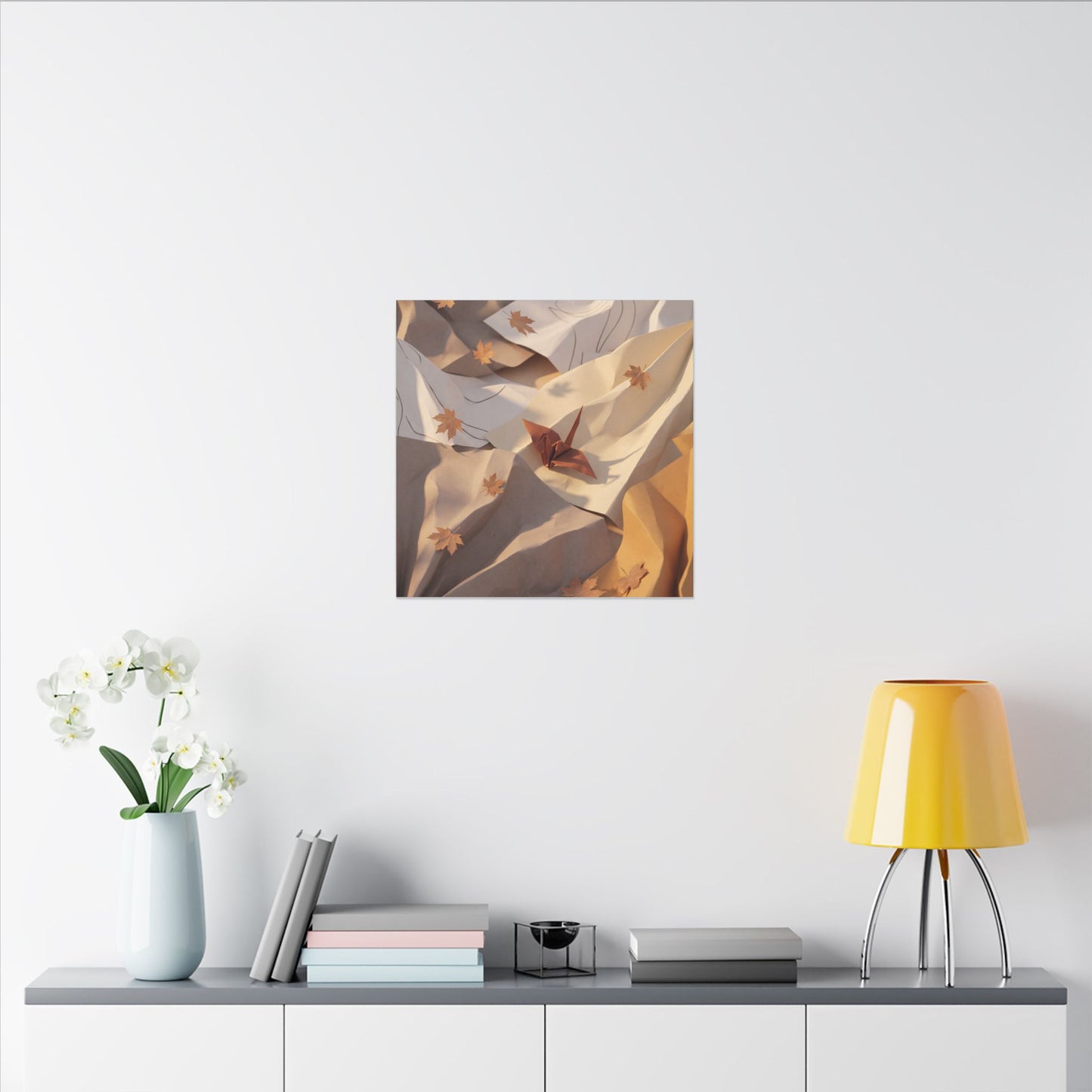 Autumn Paper Fold Minimal Line Canvas Art | Cozy Decor