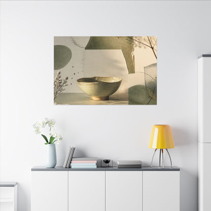 Warm Ceramic Bowl Canvas Art - Minimal Line Japandi
